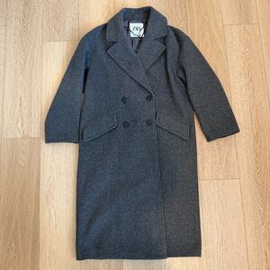 Zara Long Trench Coat Jacket • size XXS • Gray Polyester